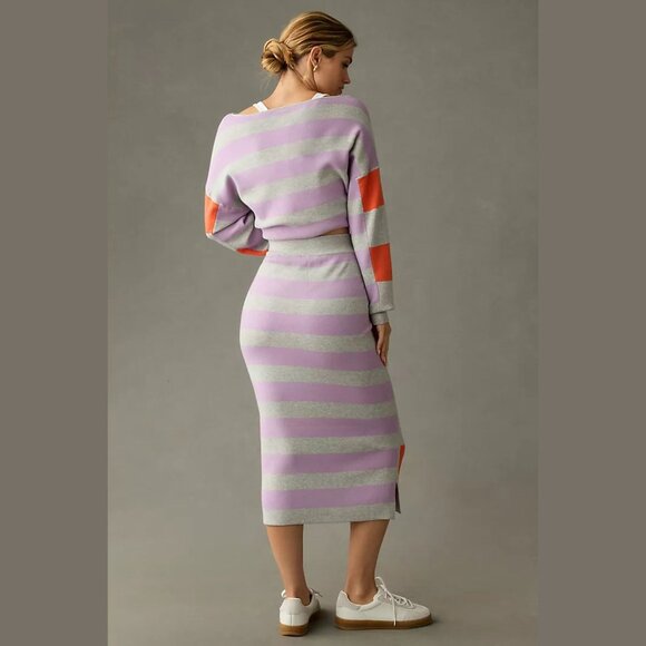 Daily Practice by Anthropologie Glens Striped Sweater Midi Skirt XL 2909 - Picture 5 of 15